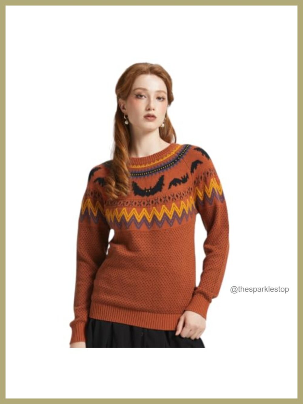 Fair Isle Halloween Sweater 100% Cotton Knit Pullover Crewneck